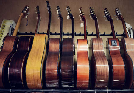 group of guitars in expositionのeditorial素材