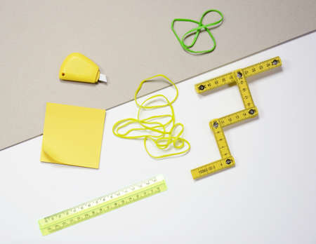 flat lay - office desk accessoriesの写真素材