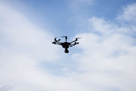 drone on sky and clouds backgroundの写真素材