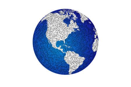 abstract binary random white background 3D renderingの写真素材