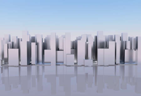 abstract digital city skylyne background 3D renderingの写真素材