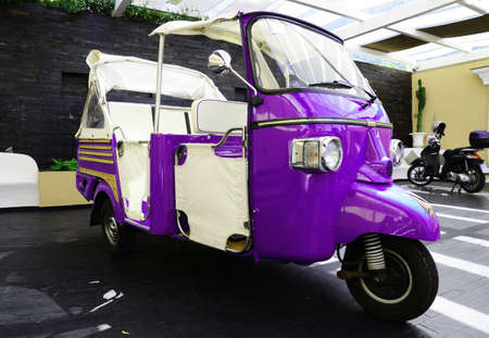 Vintage tricyle bike in Capri island - ultraviolet colorの写真素材