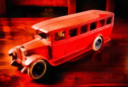 Digital art Painting - old kid red  toys on wood
