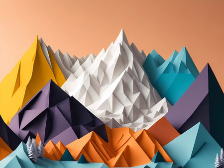 color landscape with mountains and plains minimalistic -abstractの素材