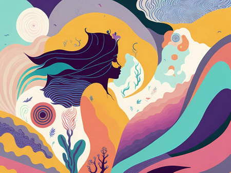 editorial illustration Linked to wellness and experimentation backgroundの素材