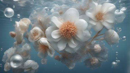 summer underwater ethereal flower still life -の素材
