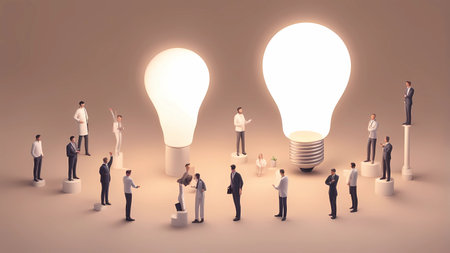 business illustration. small people characters develop creative business idea -conceptの素材
