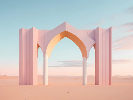 Surreal abstract futuristic landscape,pastel colorの素材