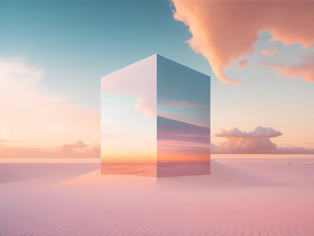 Surreal abstract futuristic landscape,pastel colorの素材