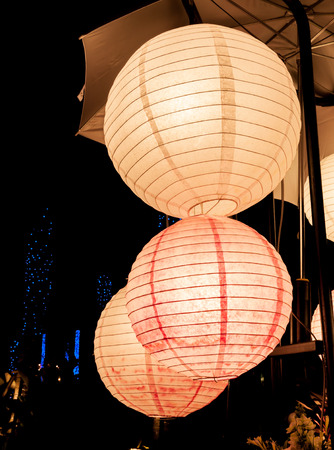 beauty paper lamps at nightの写真素材