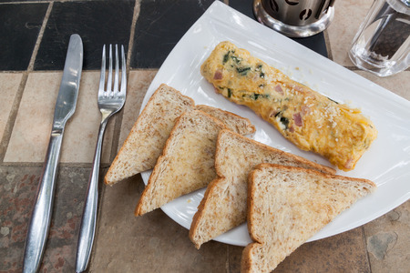 The egg omelette and toast