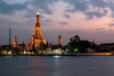 Bangkok City , Wat Arun at twilight time landmark of Bangkok ,Thailand