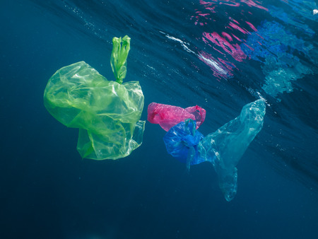 Floating plastic in the oceanの写真素材
