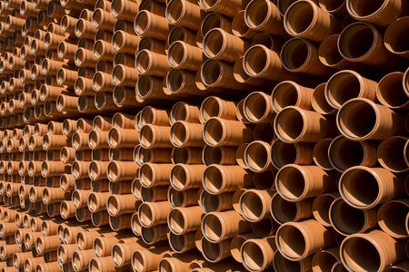 Plastic pipes on stockの写真素材