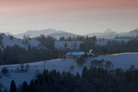 Winter landscape in the Alps in Austriaの写真素材
