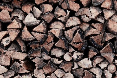 Pile of wood firewood for the winter. Background texture.