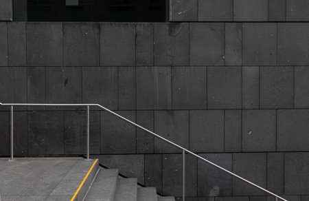 Staircase in front of a modern building, closeup of photoの写真素材