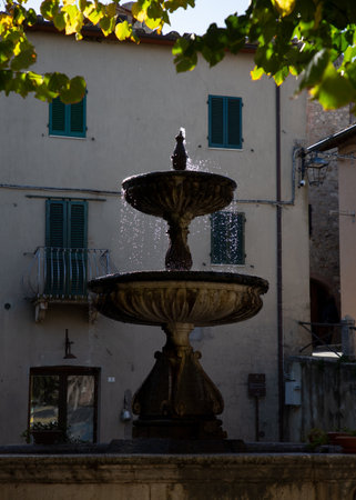 Fountain in Pienza, Tuscany, Italy.の写真素材