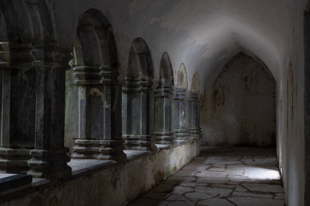 Interior of the cloister of a monastery in Irelandの写真素材