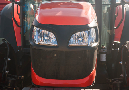 Agricultural machinery. Elements and parts of agro-technology.A closeup of the front of the shiny...