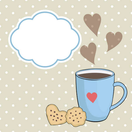 card with cup and cookiesのイラスト素材