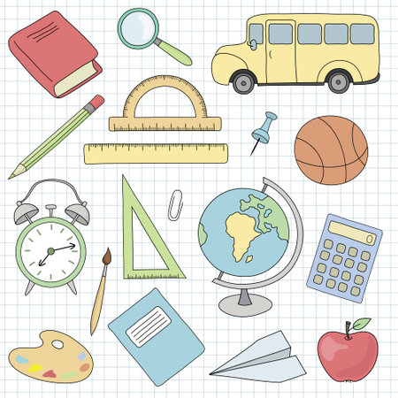 school iconsのイラスト素材