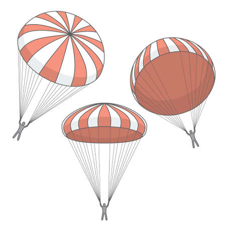 vector set of red  parachutesのイラスト素材