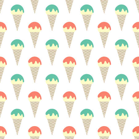 vector seamless summer pattern with ice-creamのイラスト素材