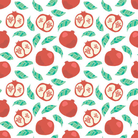 vector seamless fruit pattern with pomegranateのイラスト素材