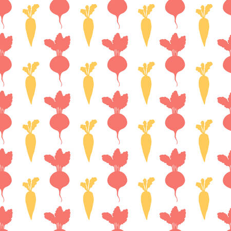 vector seamless vegetable pattern with beet and carrotのイラスト素材