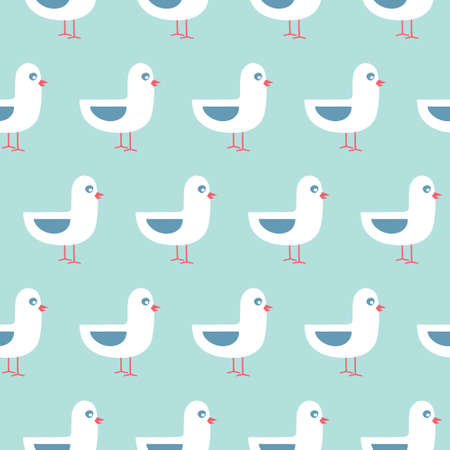 vector seamless marine pattern with seagullのイラスト素材