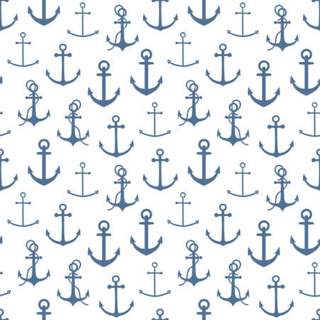 vector seamless marine pattern with anchorsのイラスト素材