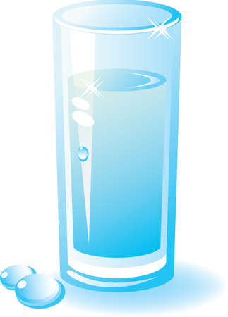 Water glass. Composition with a shade and drops.Isolated on a white background. All parts (object) closed, possibility to edit. Without transparencyのイラスト素材