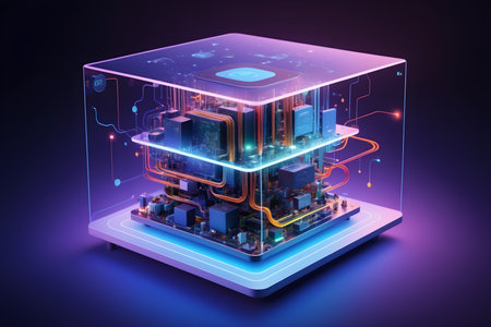 3d render, abstract background, isometric design, ultraviolet lightの素材