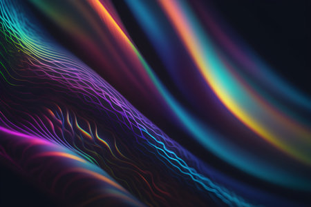 abstract glowing lines on dark background, computer generated abstract background, 3d renderの素材