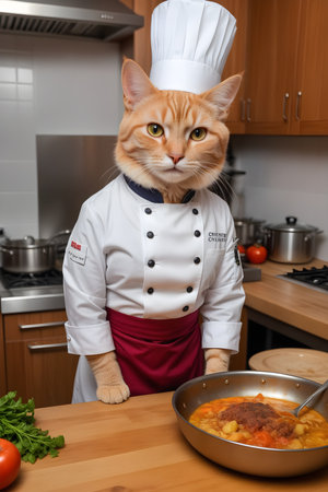Portrait Cat Chef in the Kitchenの素材