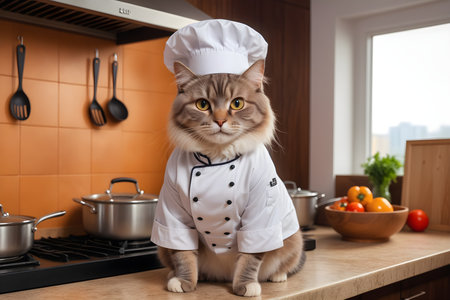Portrait Cat Chef in the Kitchenの素材