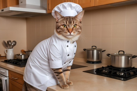 Portrait Cat Chef in the Kitchenの素材