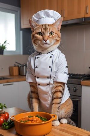 Portrait Cat Chef in the Kitchenの素材