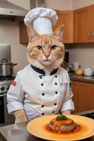 Portrait Cat Chef in the Kitchenの素材