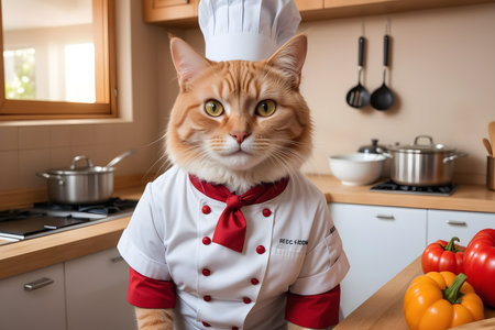 Portrait Cat Chef in the Kitchenの素材