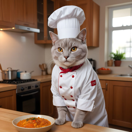Portrait Cat Chef in the Kitchenの素材