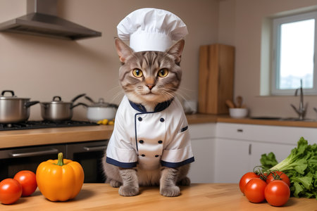 Portrait Cat Chef in the Kitchenの素材