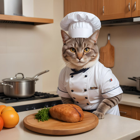 Portrait Cat Chef in the Kitchenの素材