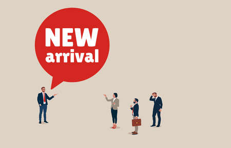 Business manager or leadership speaks about new arrival. Symbol of business planning, strategy, management.のイラスト素材