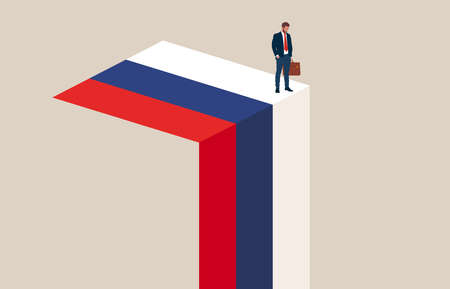 Russia economy collapse. Symbol of crisis, recession, downfall and stock market crash. Vector illustration concept.のイラスト素材
