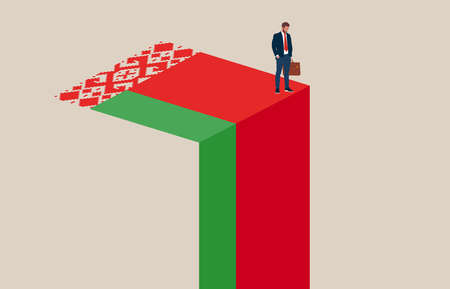 Belarusian economy collapse. Symbol of crisis, recession, downfall and stock market crash. Vector illustration concept.のイラスト素材