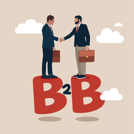 Confidence businessmen partner handshake to agree business deal on alphabet B2B. B2B business to business marketing, company agreement, supply chain or trade deal between corporateのイラスト素材