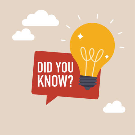 Did You Know label design with light bulb and rays. logo design. vector illustration.のイラスト素材