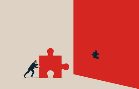 Wrong solution business. Insufficient size of jigsaw puzzle. problem challenge.のイラスト素材